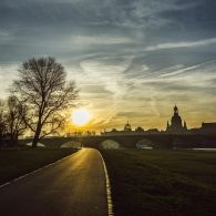 Frauenkirche & Augustusbrücke Dresden Sonnnenaufgang